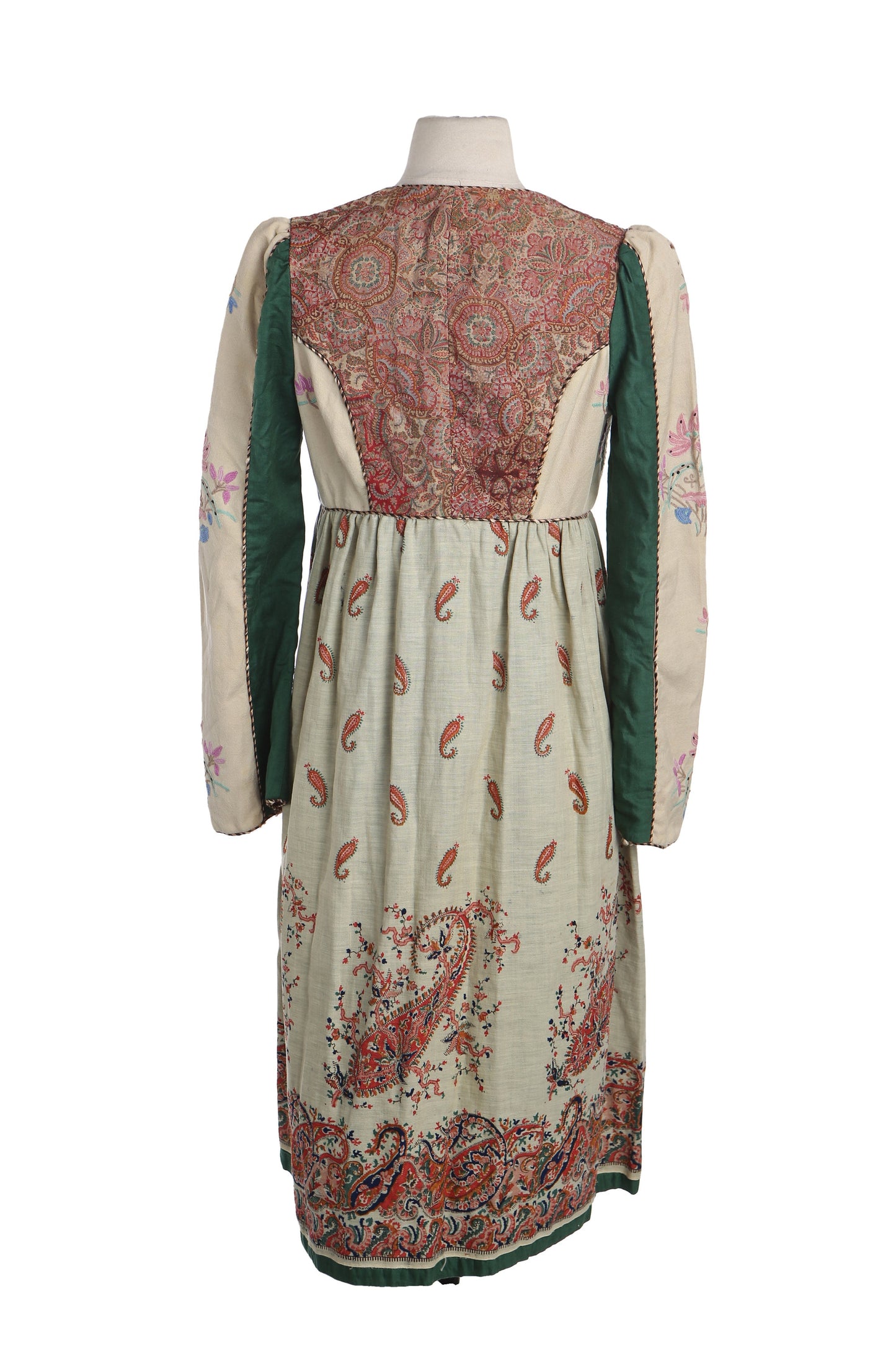 Vintage Boho Dress with Paisley and Floral Print