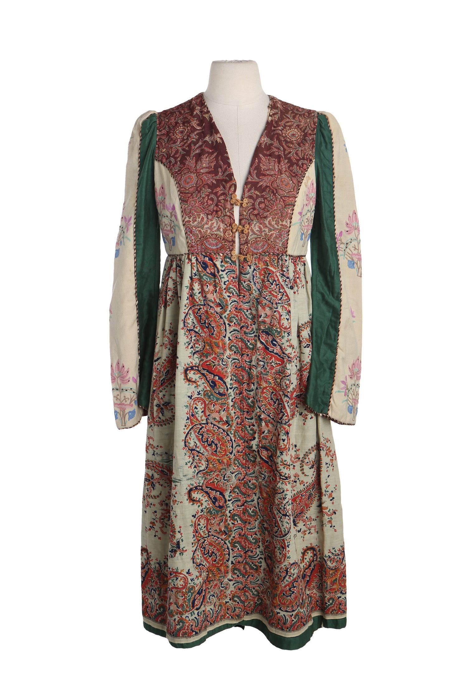 Vintage Boho Dress with Paisley and Floral Print