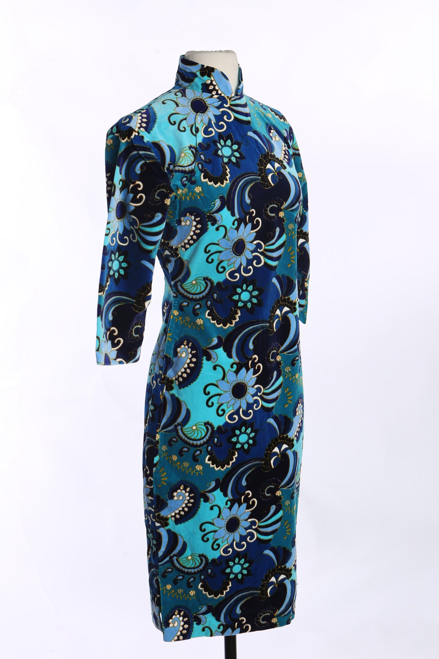 Vintage Cheongsam Dress with Hawaiian Floral Print