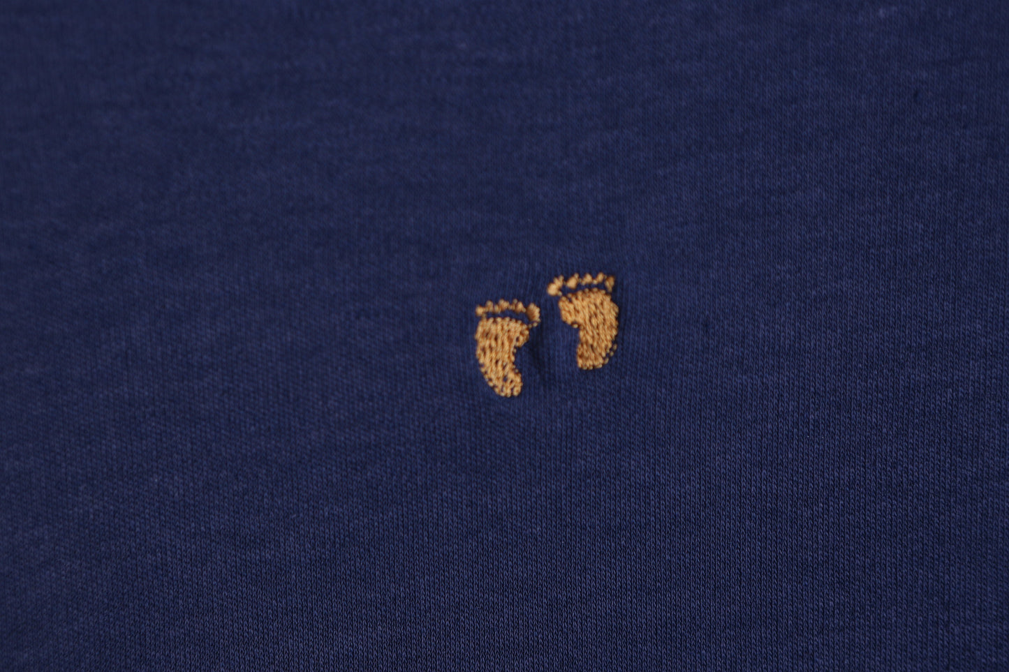 Vintage Blue Crew Neck T-shirt with Embroidered Small Feet