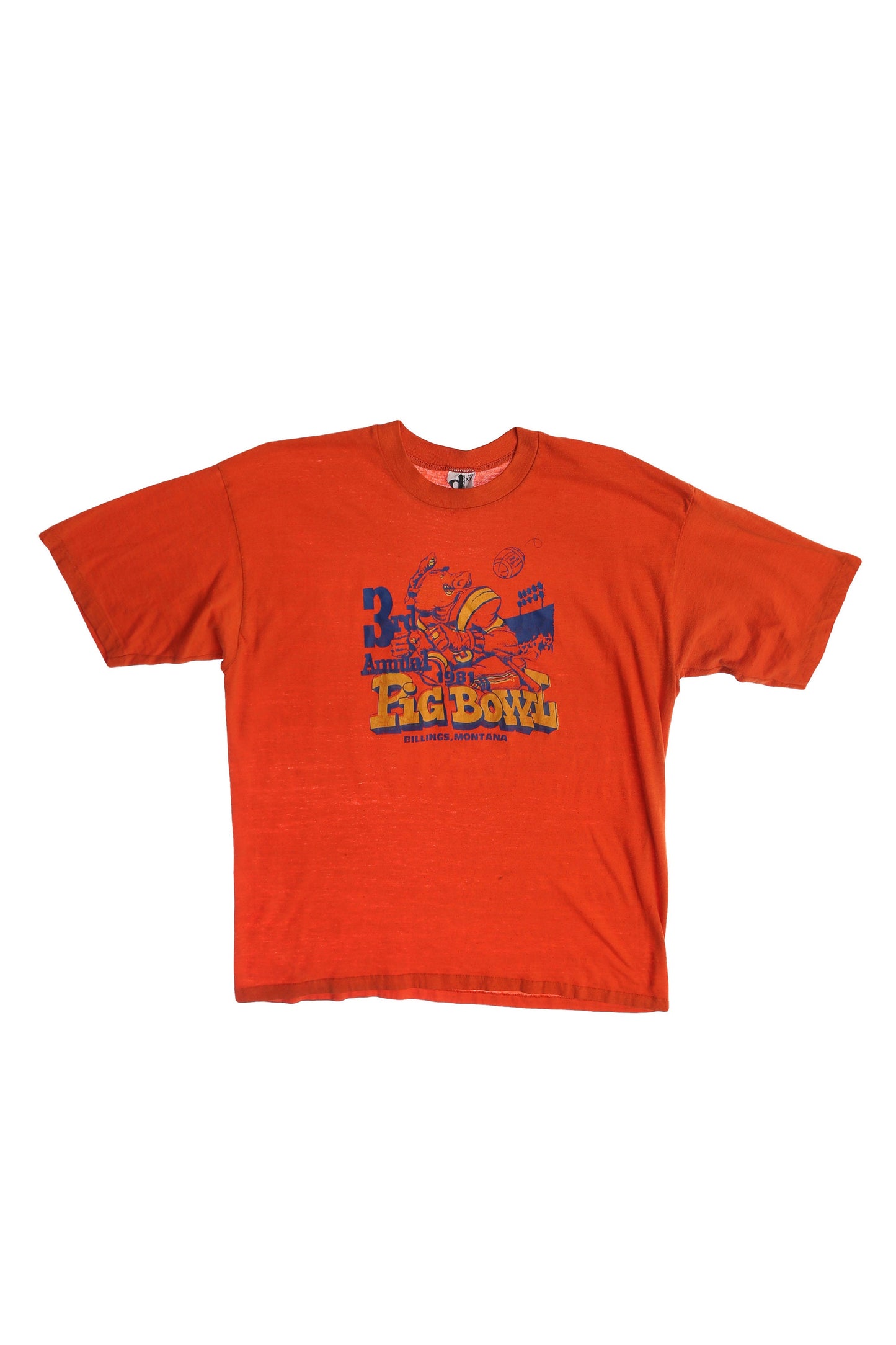 1981 Pig Bowl Orange Graphic T-shirt - Billings Montana
