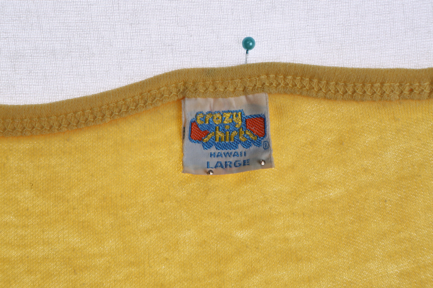 Vintage Women Yellow Graphic T-shirt - 1980s Calvin Swine Jeans by Crazy Shirt