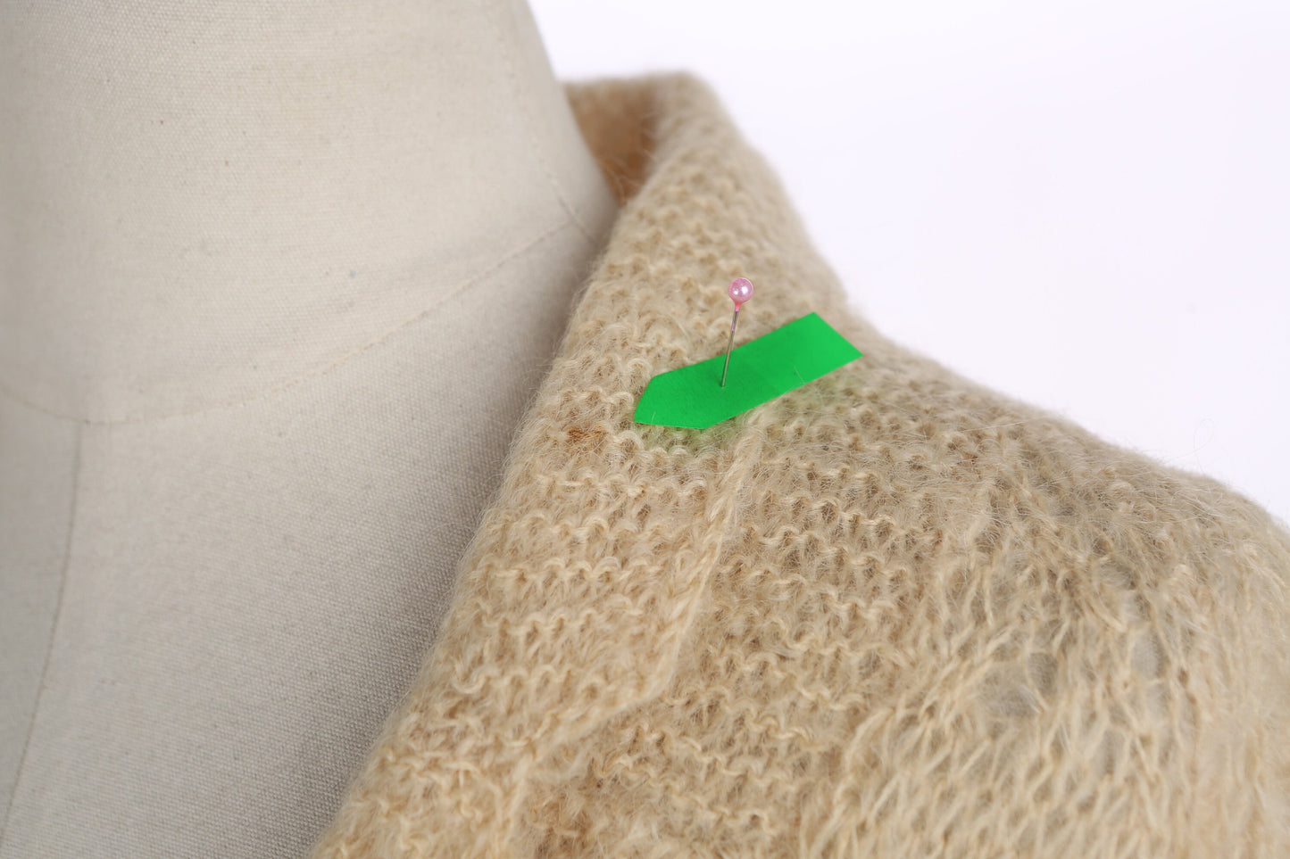 Vintage Women Button Up Beige Mohair Cardigan Sweater