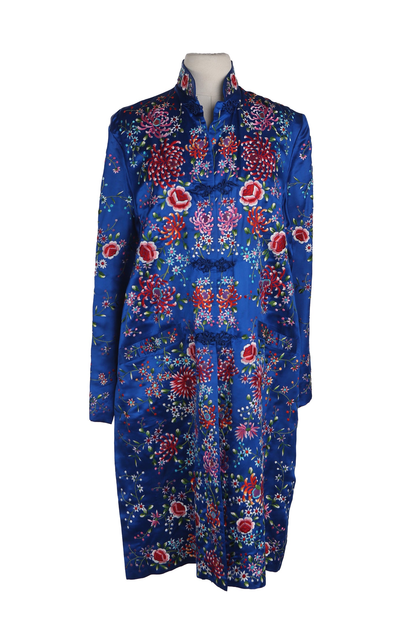 Blue Cheongsam Embroidered Robe - Made in China