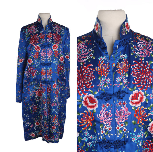 Blue Cheongsam Embroidered Robe - Made in China