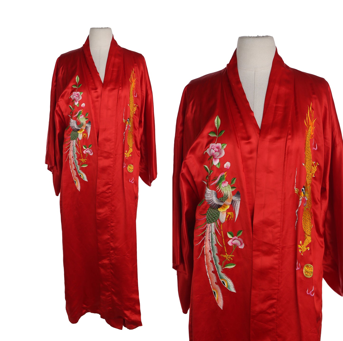 Vintage Red Chinese Embroidered Robe