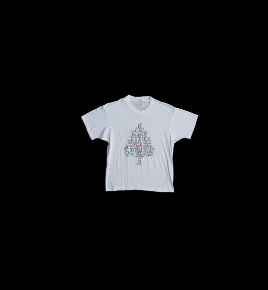 Vintage Christmas Graphic T-shirt with Christmas Tree Words Print