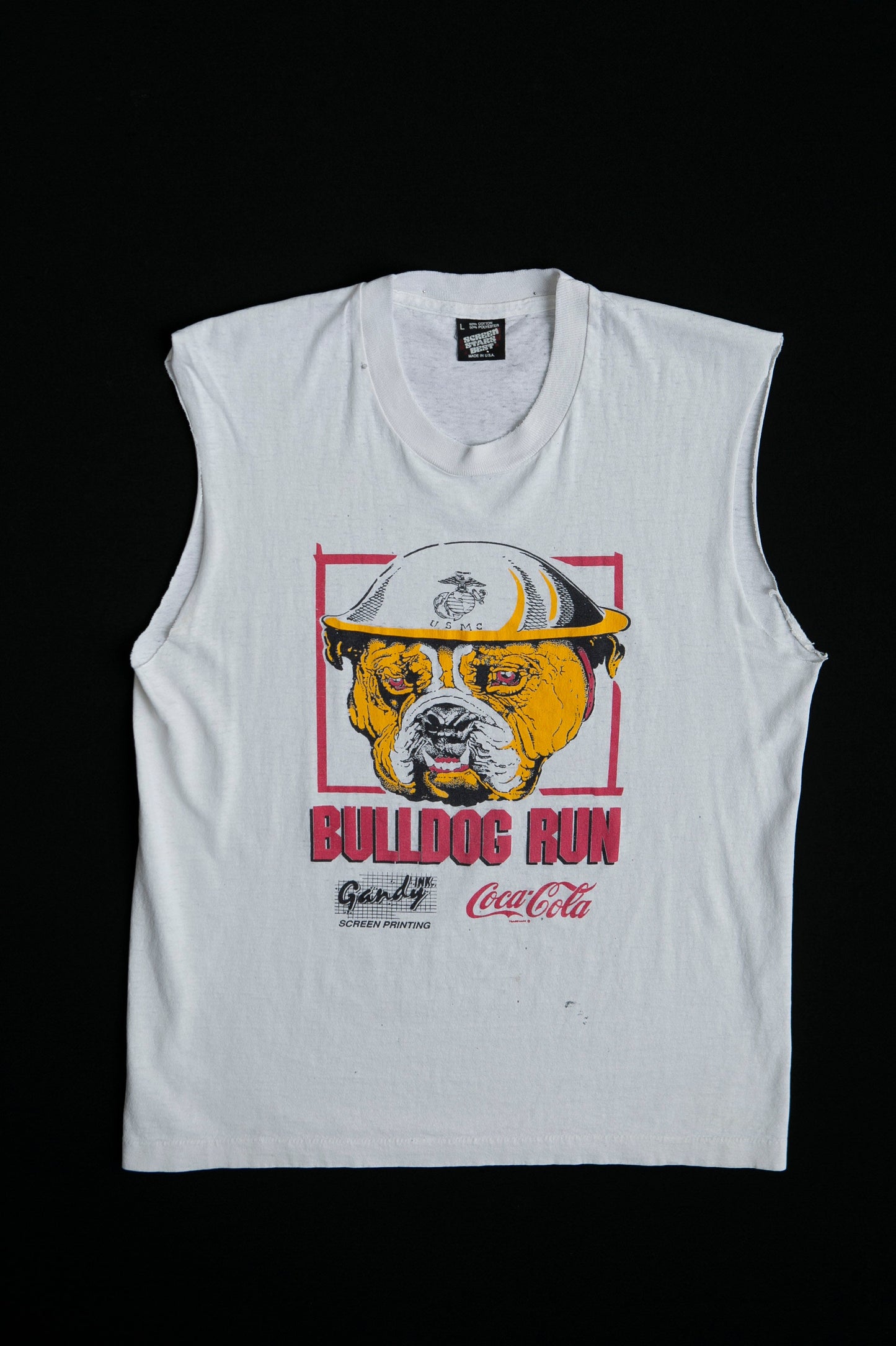 Bulldog Run White Graphic Sleeveless T-shirt