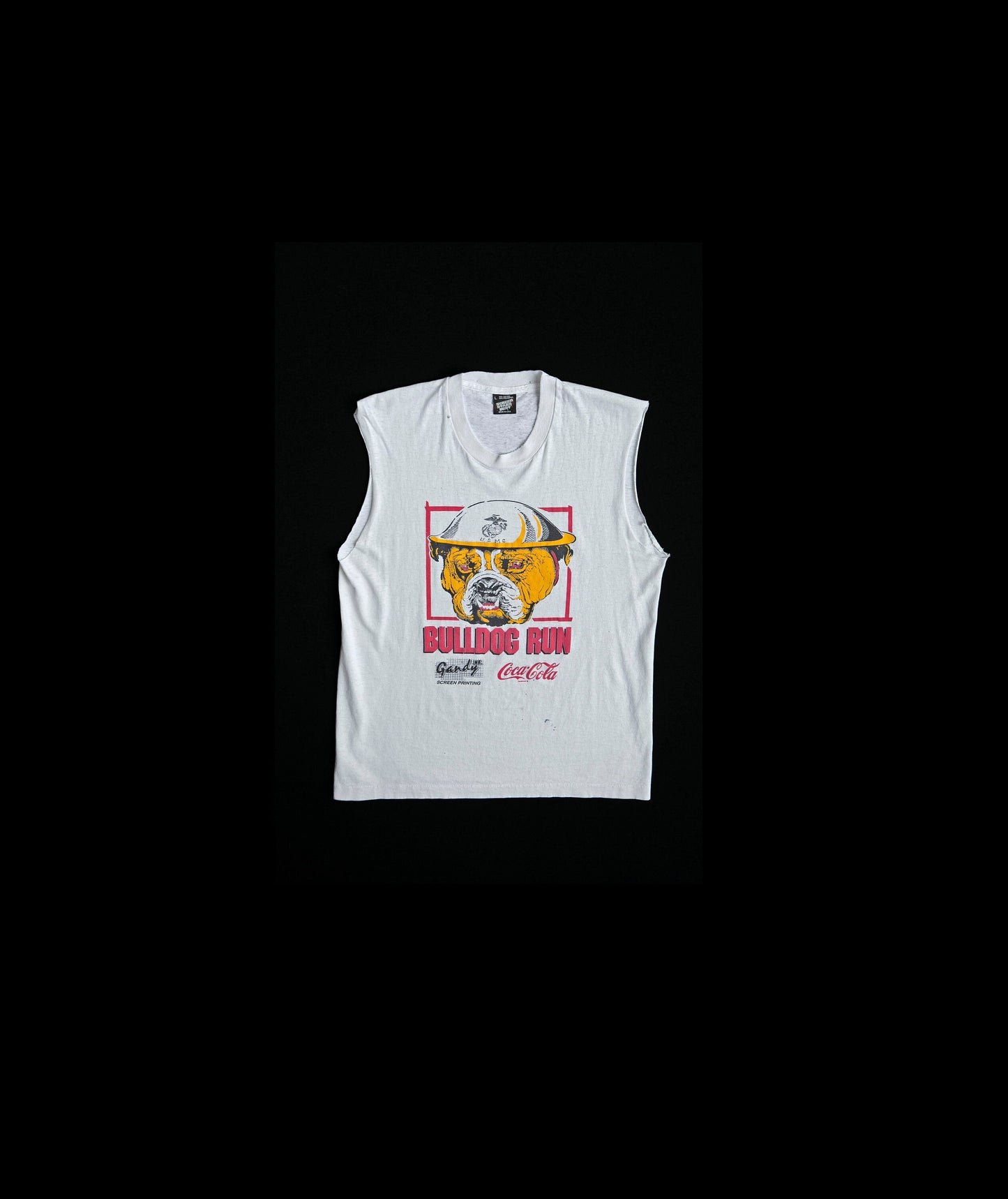 Bulldog Run White Graphic Sleeveless T-shirt