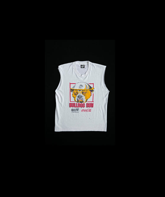 Bulldog Run White Graphic Sleeveless T-shirt