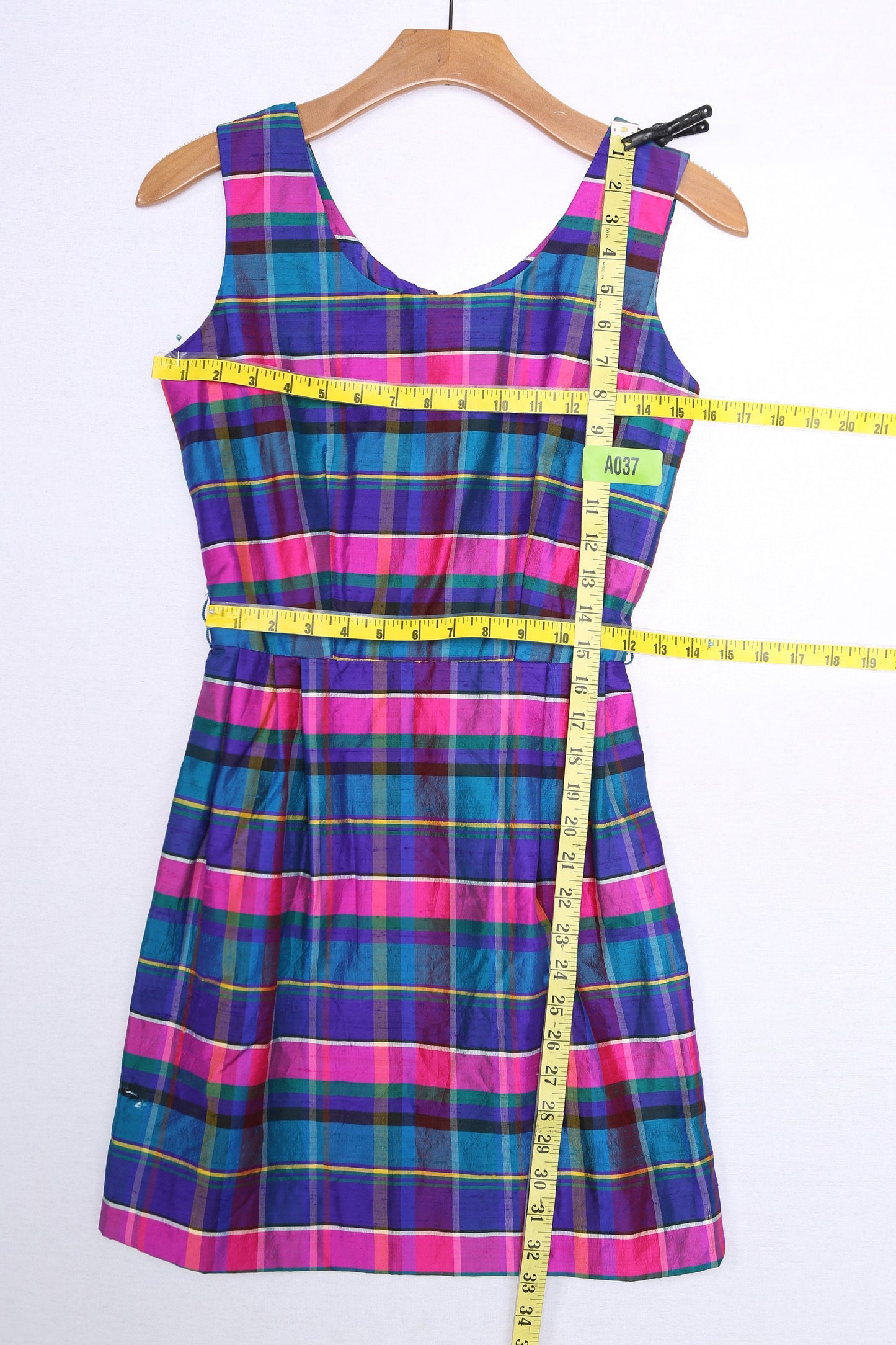 Vintage Women Metallic Plaid Casual Dress