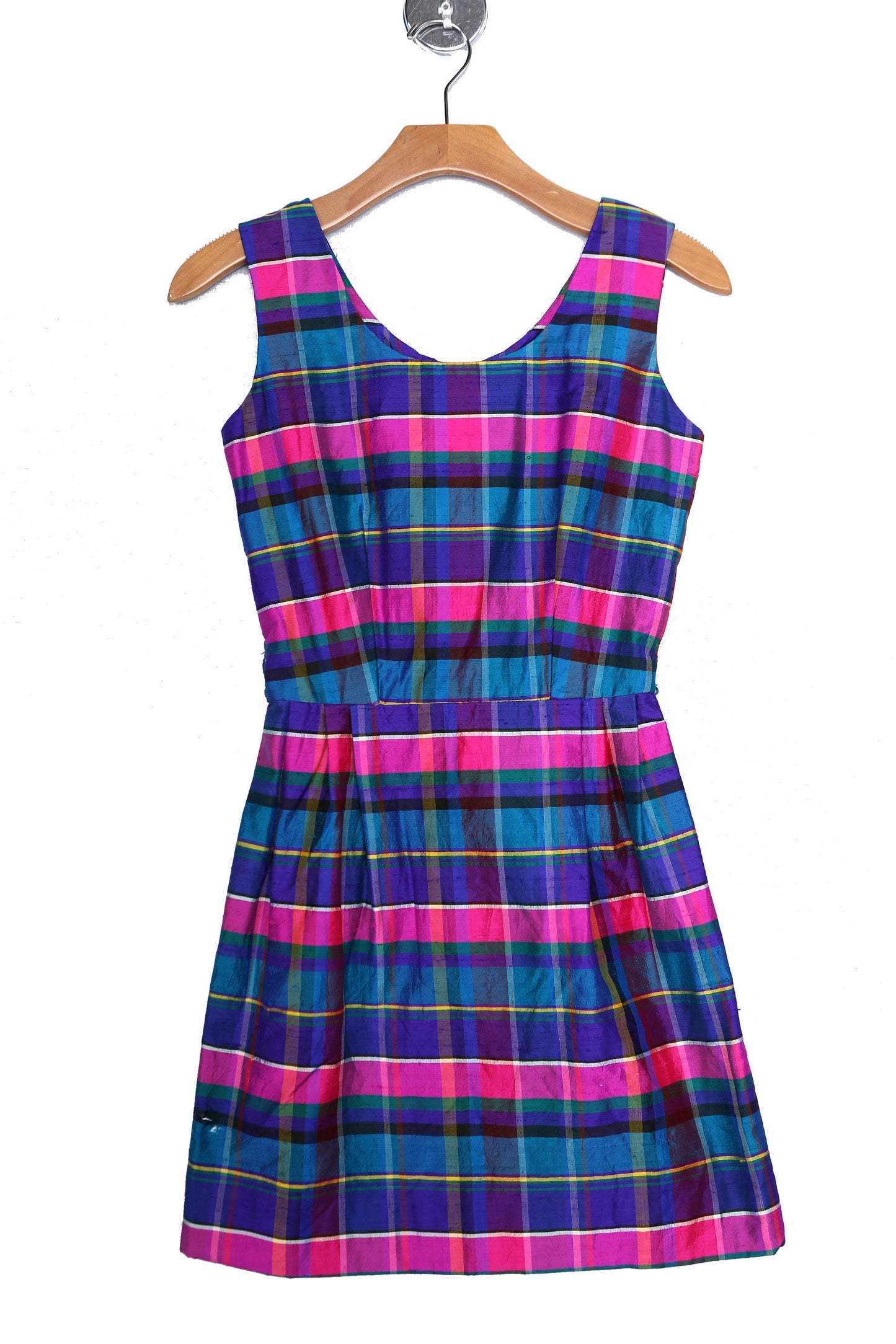 Vintage Women Metallic Plaid Casual Dress