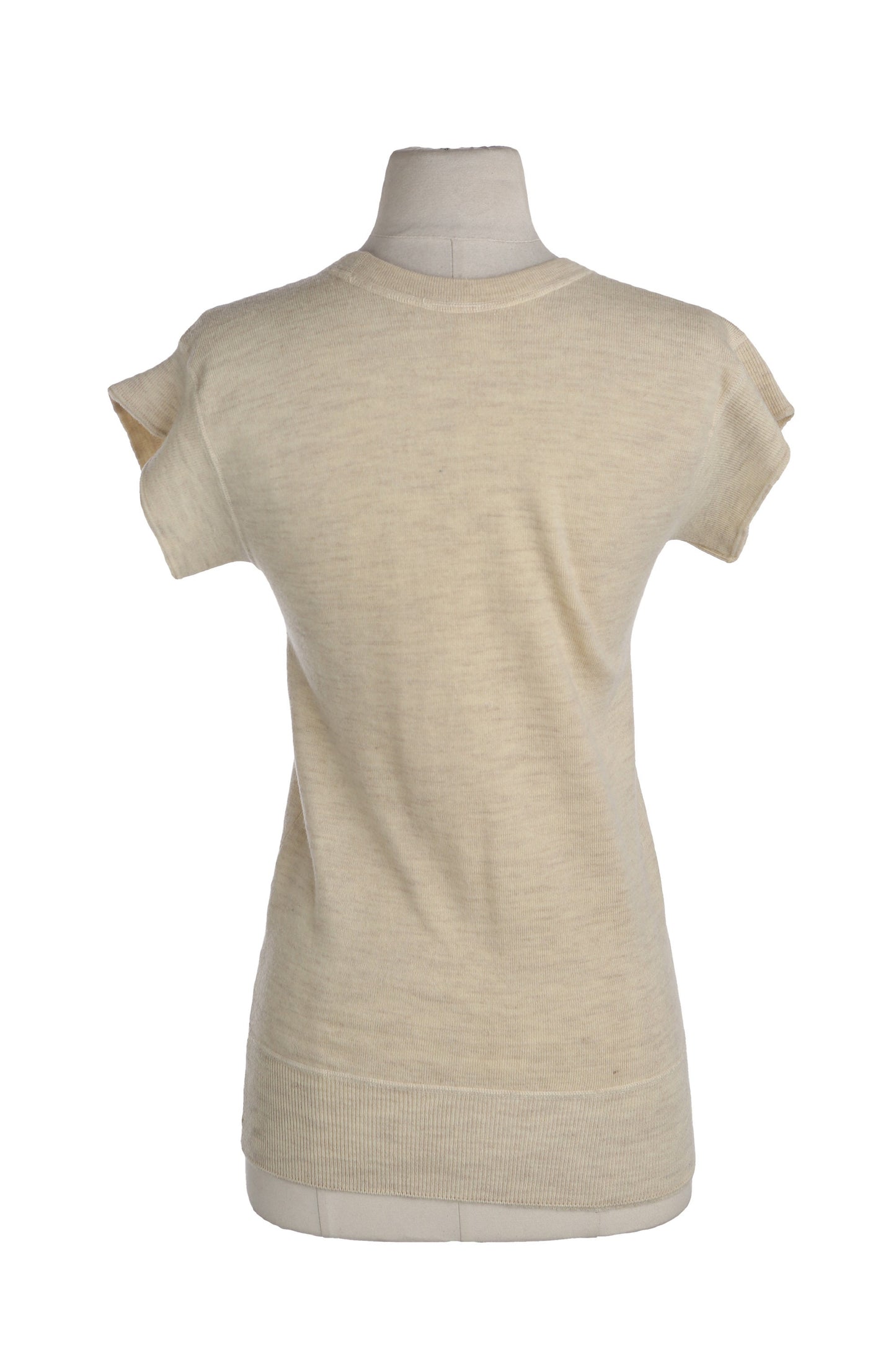 Vintage Short Sleeve Beige Thermal Blouse