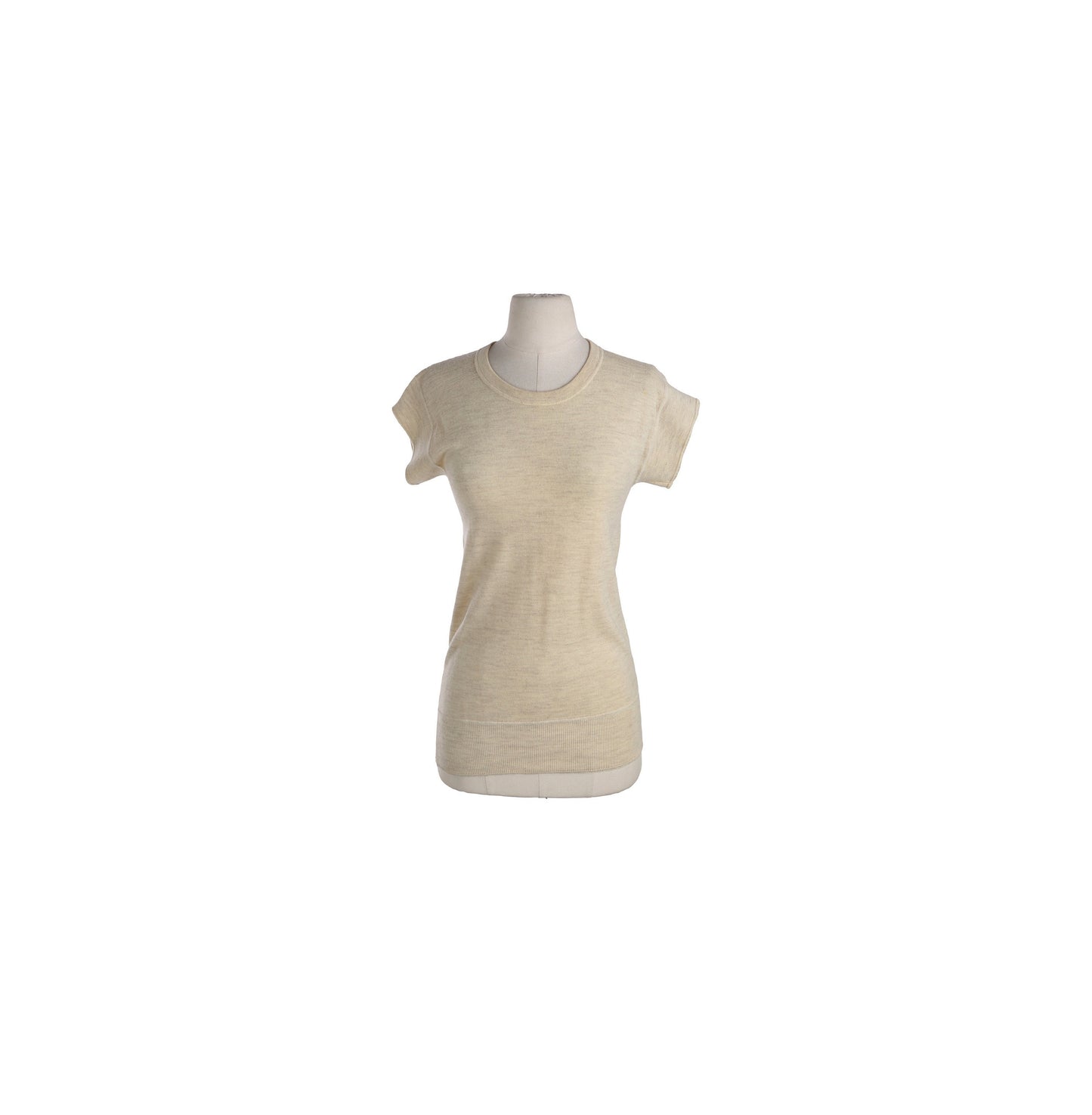 Vintage Short Sleeve Beige Thermal Blouse