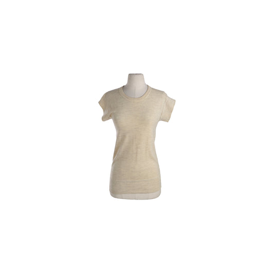 Vintage Short Sleeve Beige Thermal Blouse