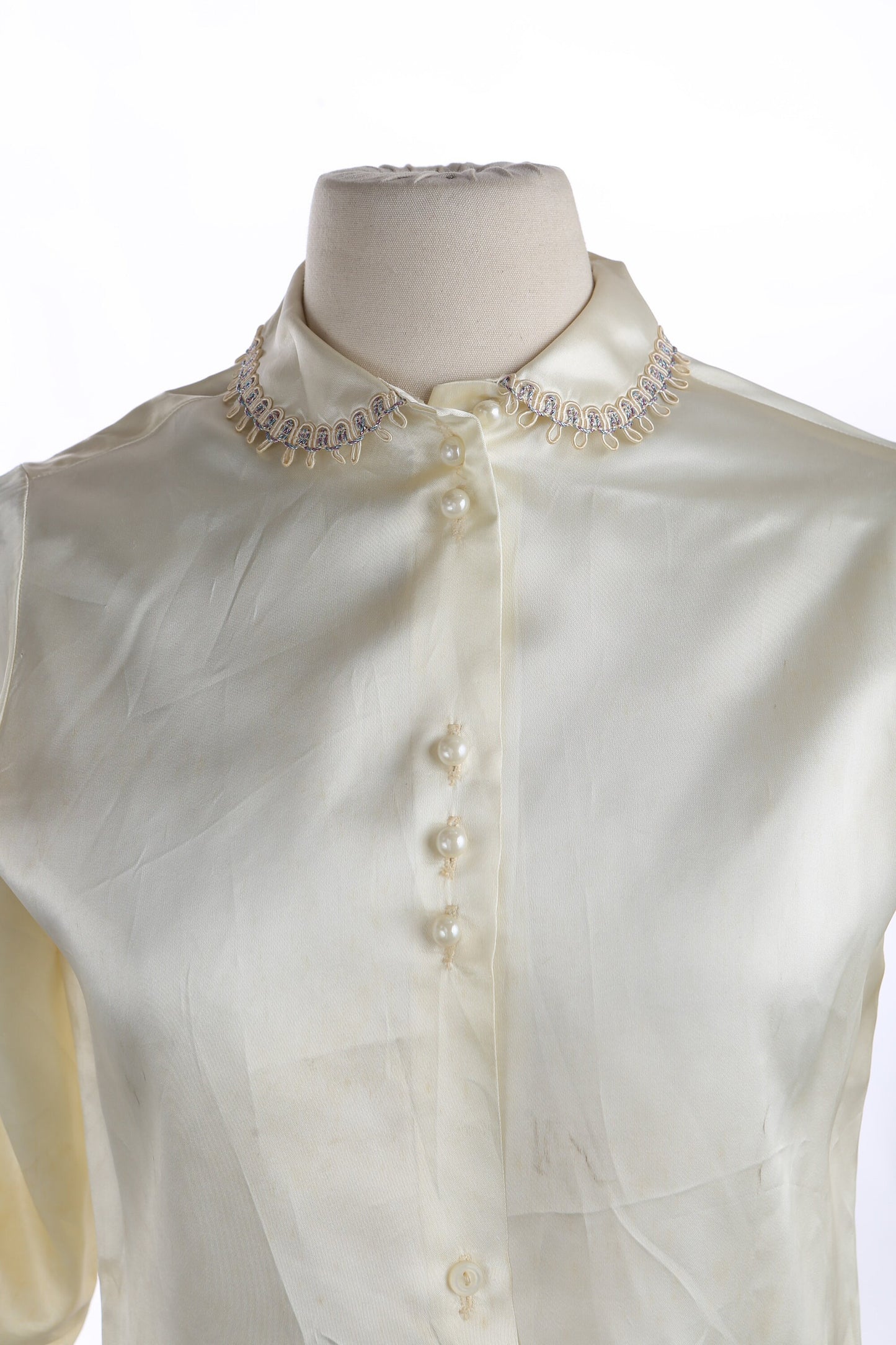 Vintage White Satin Blouse