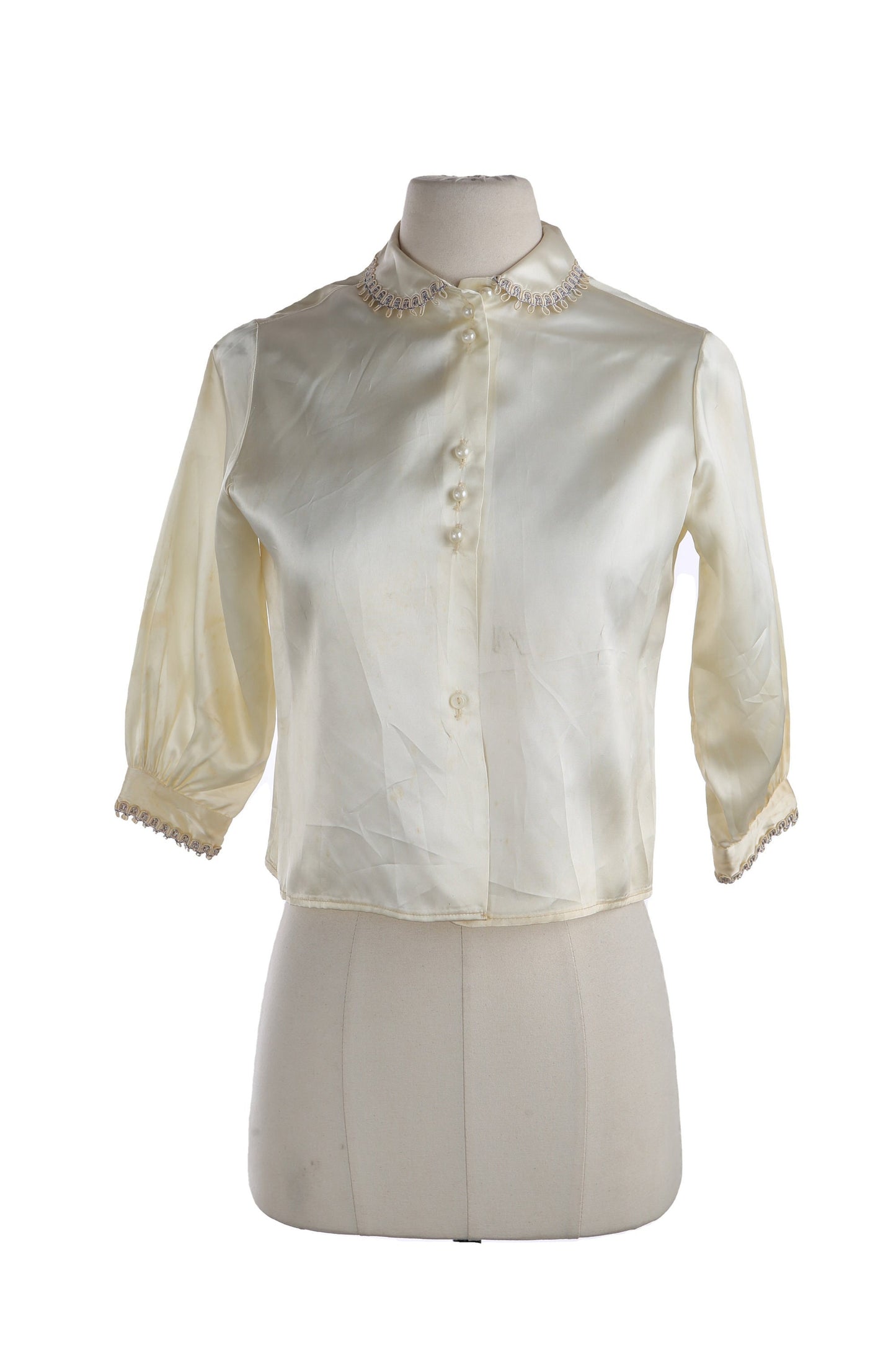 Vintage White Satin Blouse
