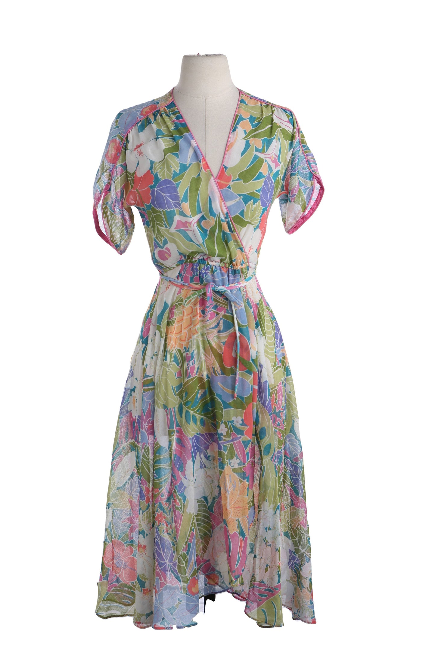 Vintage Floral Print Summer Dress - Era 170s - 1980s