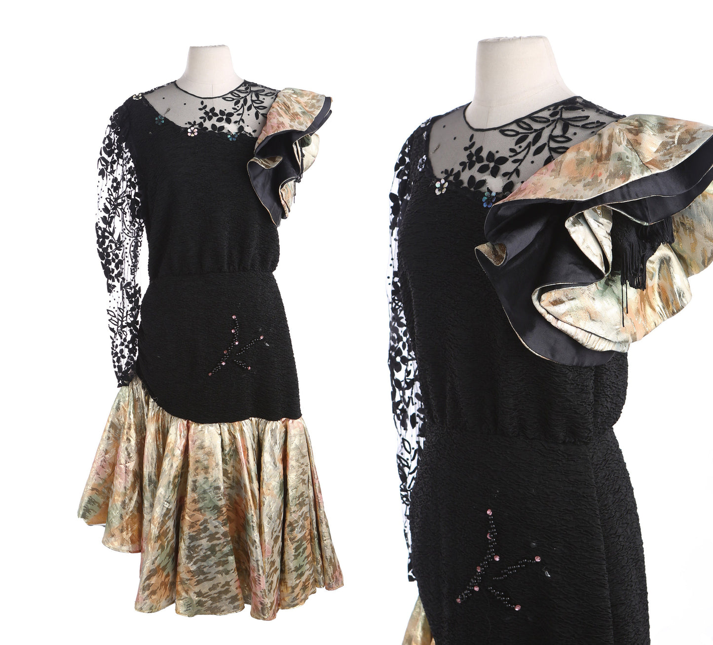 Vintage Women Black Party Dress - Era 1980s - 1990s