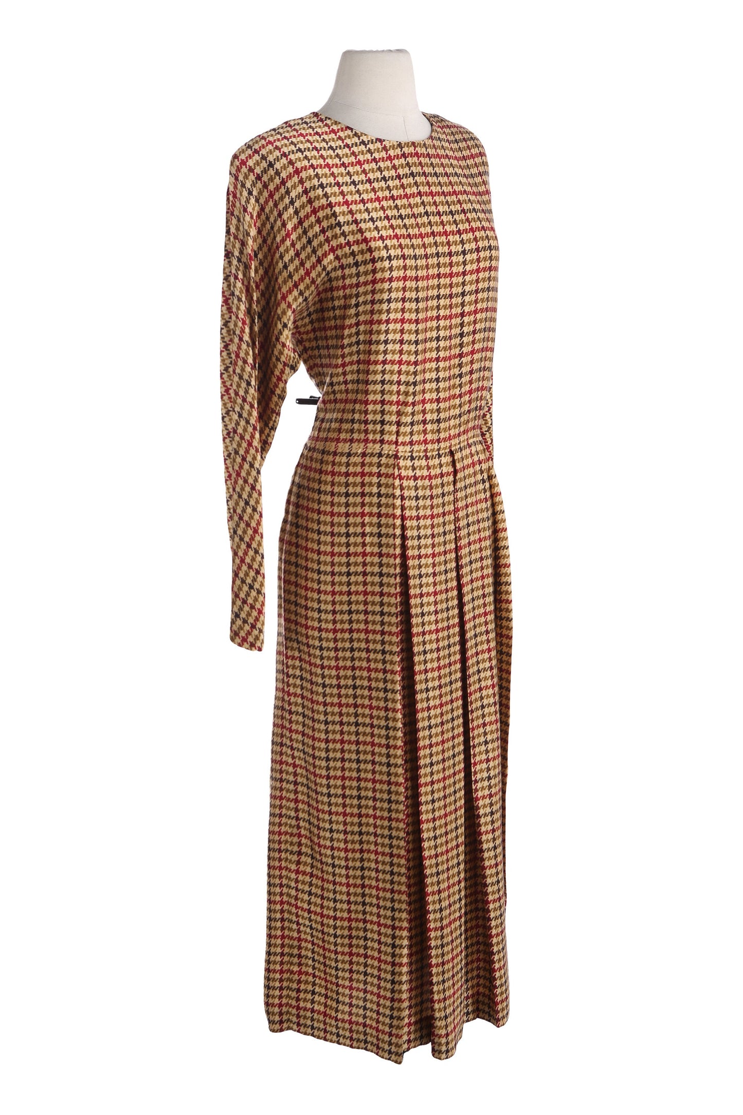 Vintage Women Brown Plaid Silk Casual Dress by Talbots