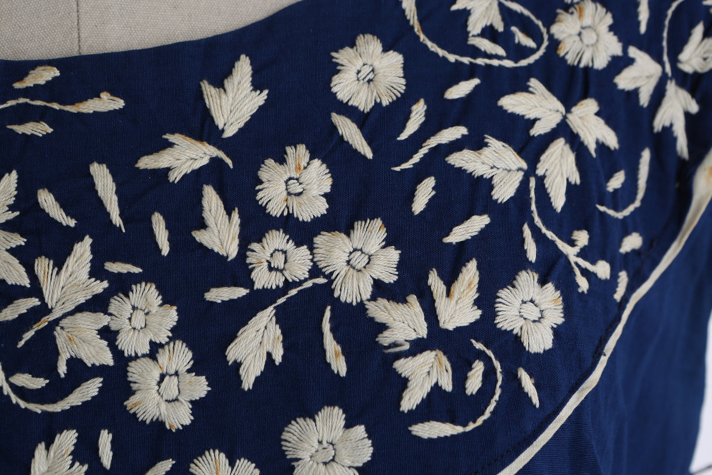Vintage Mexican Blue Embroidered Floral Dress - Made in Guadalajara Jalisco Mexico by Rebecca