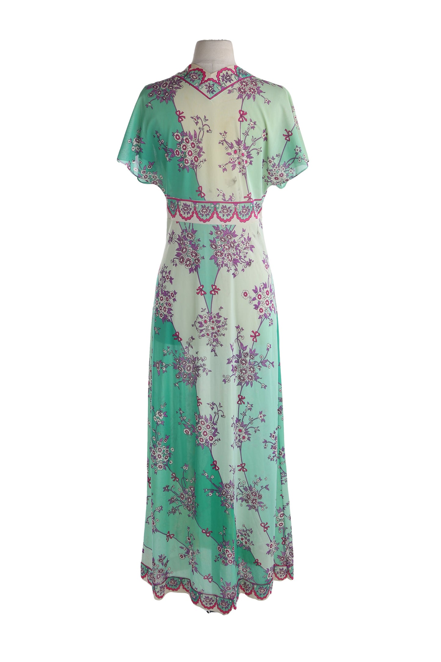 Vintage Emilion Pucci Green Floral Print Summer Dress