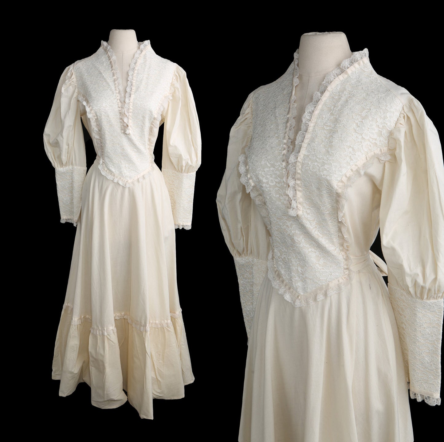 Vintage Prairie Dress - Long Sleeve - Victorian Style - Era 1970s to 1980s