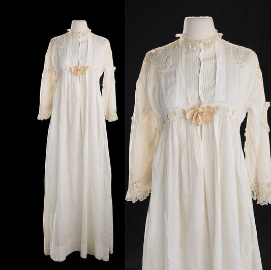 Vintage White Summer Dress - Era 1920s - 1930s