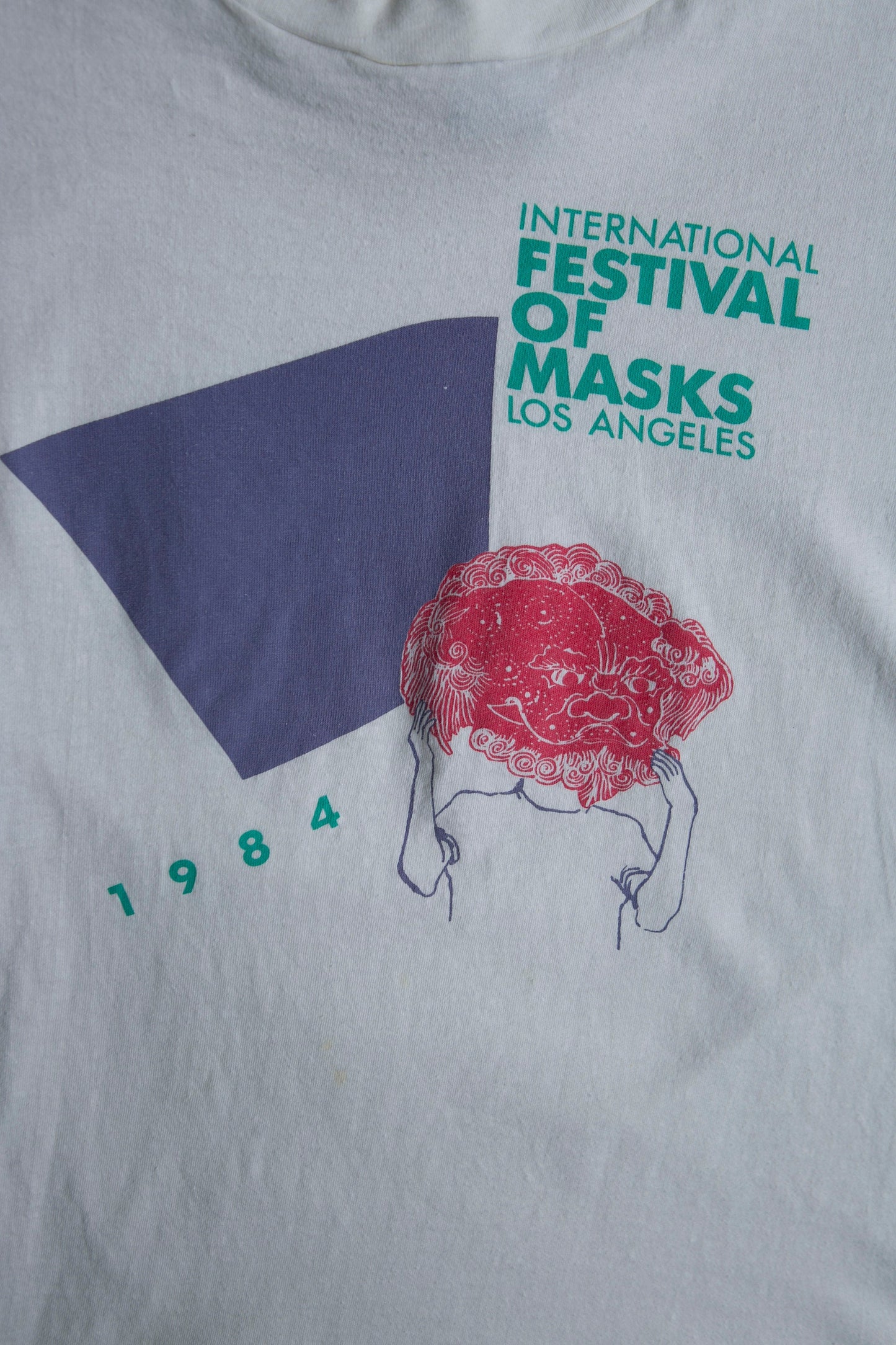 Vintage Op Graphic T-shirt / 1984 Los Angeles International Festival OF Masks Print