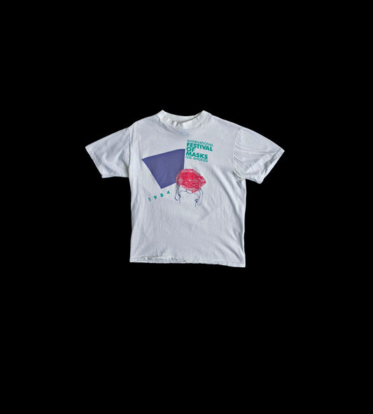 Vintage Op Graphic T-shirt / 1984 Los Angeles International Festival OF Masks Print