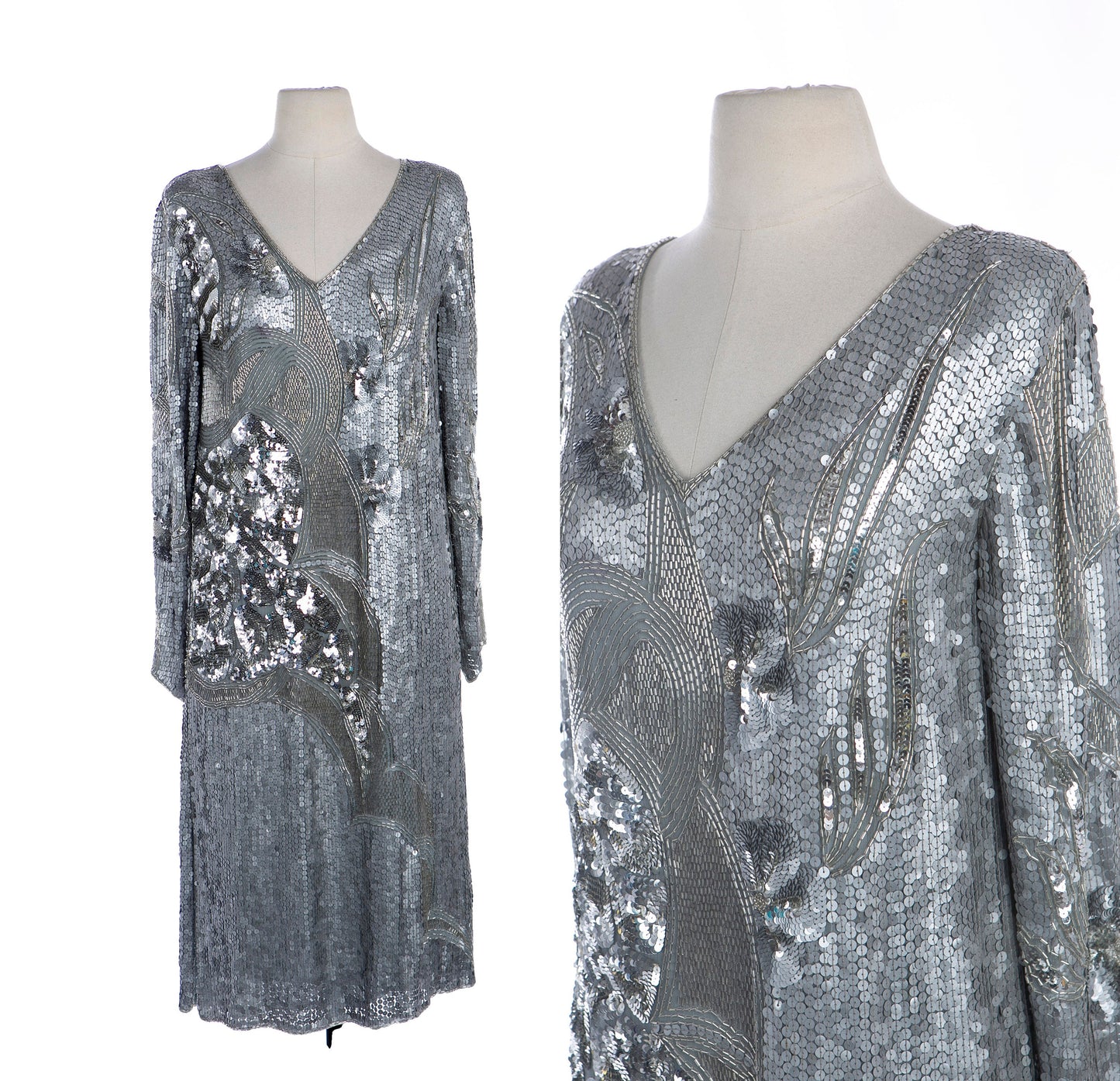 Vintage Sequin Dress with Silver Lens