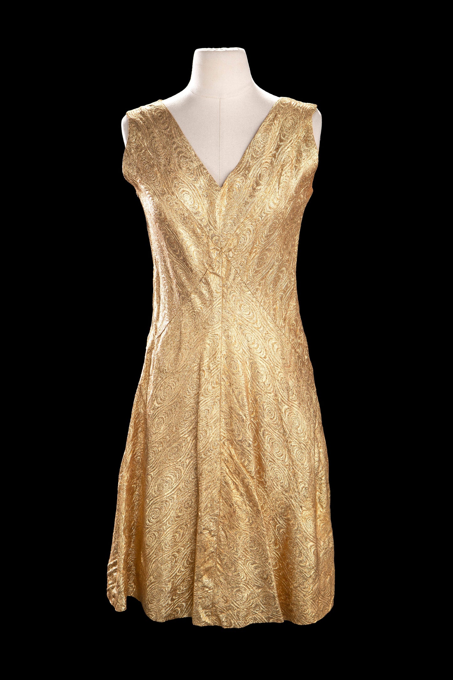 Vintage 1960s Gold Metallic Evening Dress