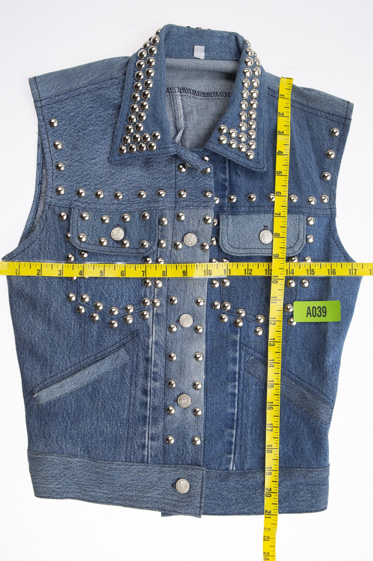 Women Patchwork Denim Studded Vest