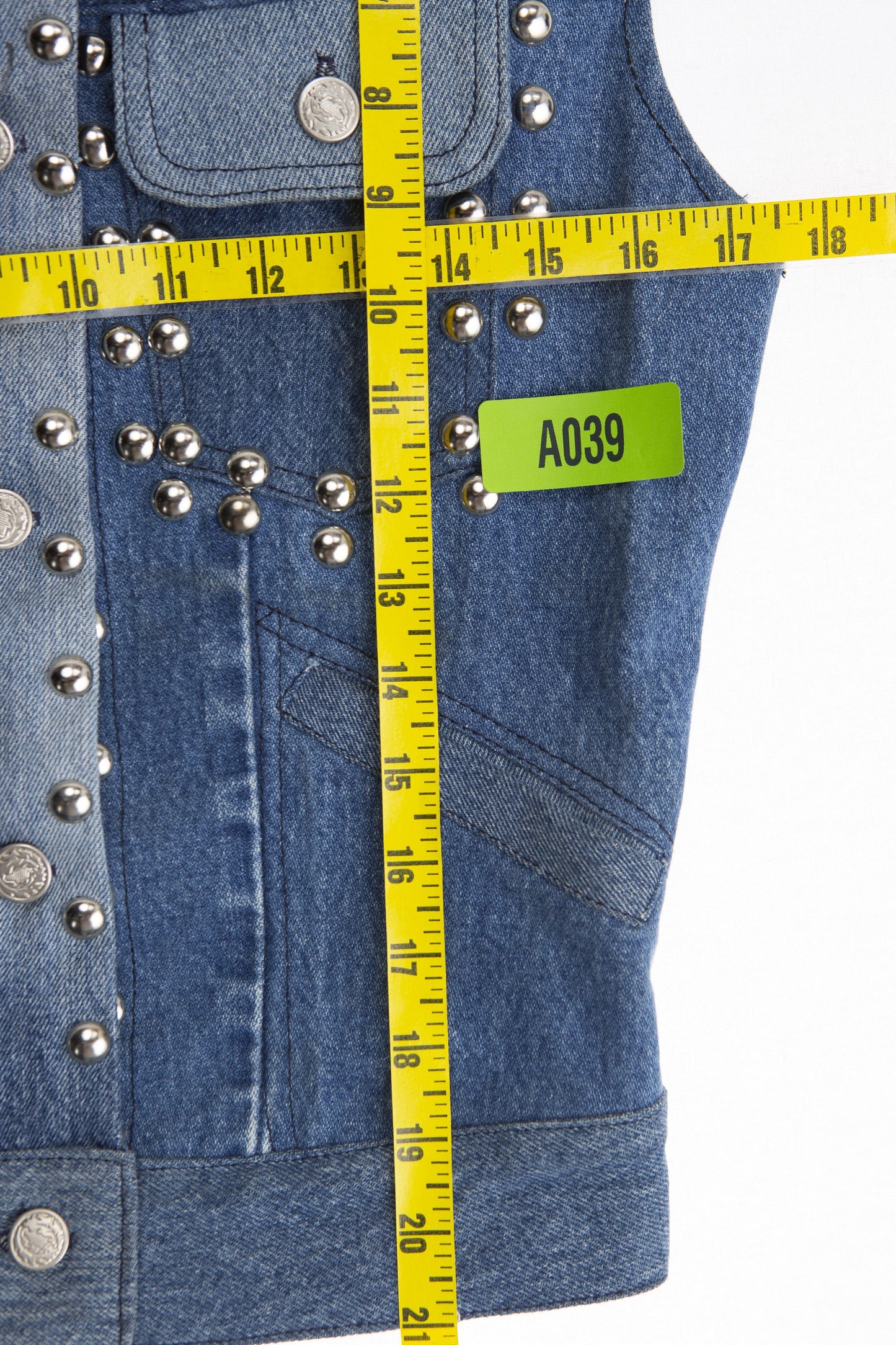 Women Patchwork Denim Studded Vest
