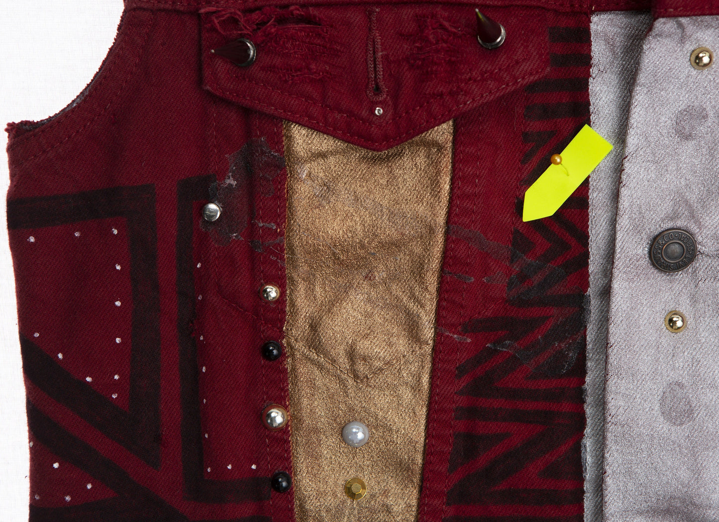 Vintage Levi's Denim Jacket - Red Dyed - Costume Made - Street Art