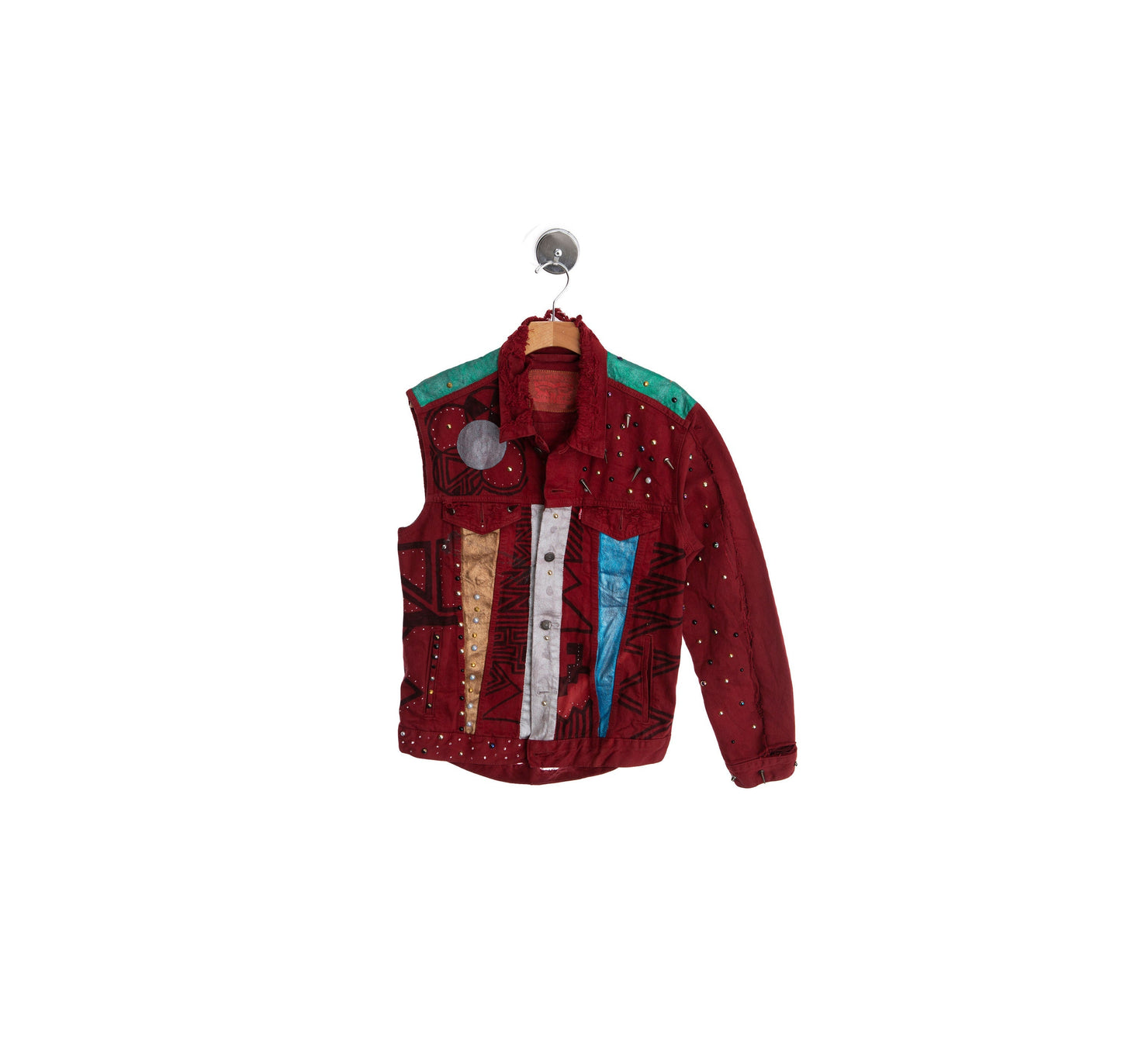 Vintage Levi's Denim Jacket - Red Dyed - Costume Made - Street Art