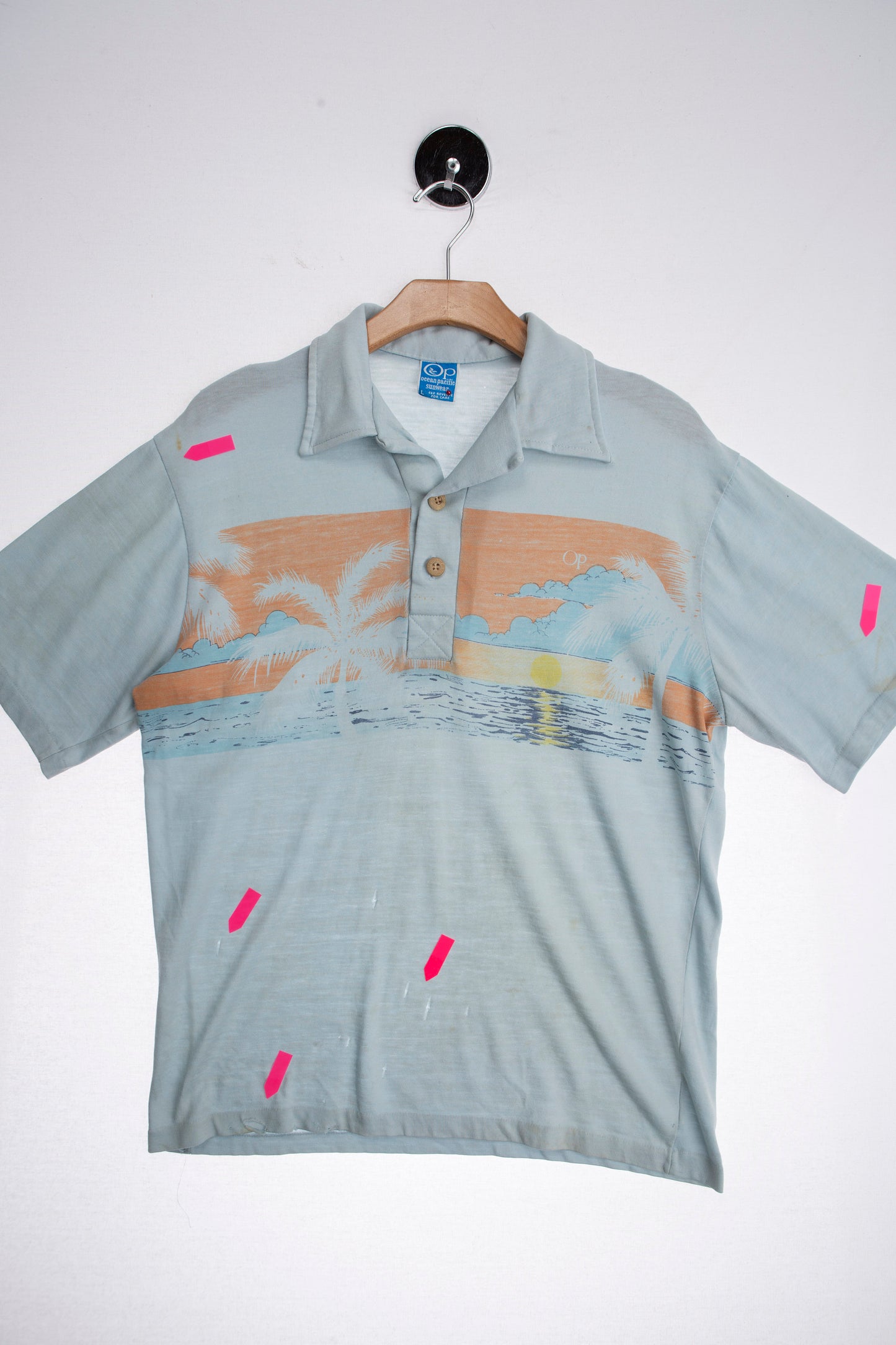 Vintage Op Graphic Polo Shirt - Ocean Pacific - Era 1970s - 1980s