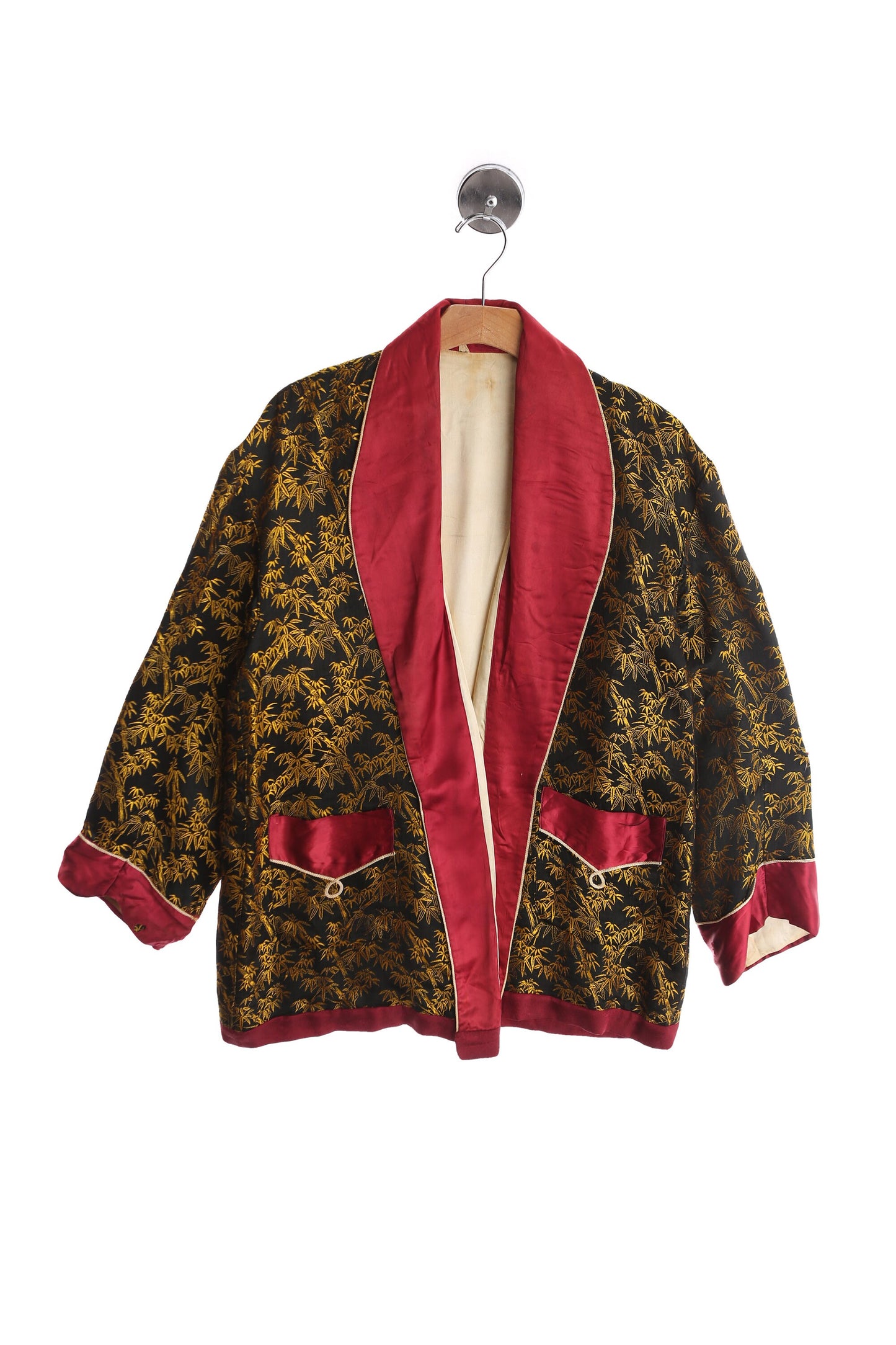 Vintage Men Night Golden and Black Brocade Robe