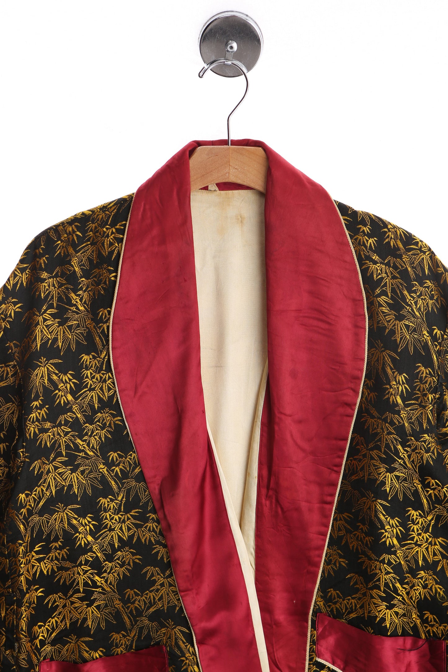 Vintage Men Night Golden and Black Brocade Robe