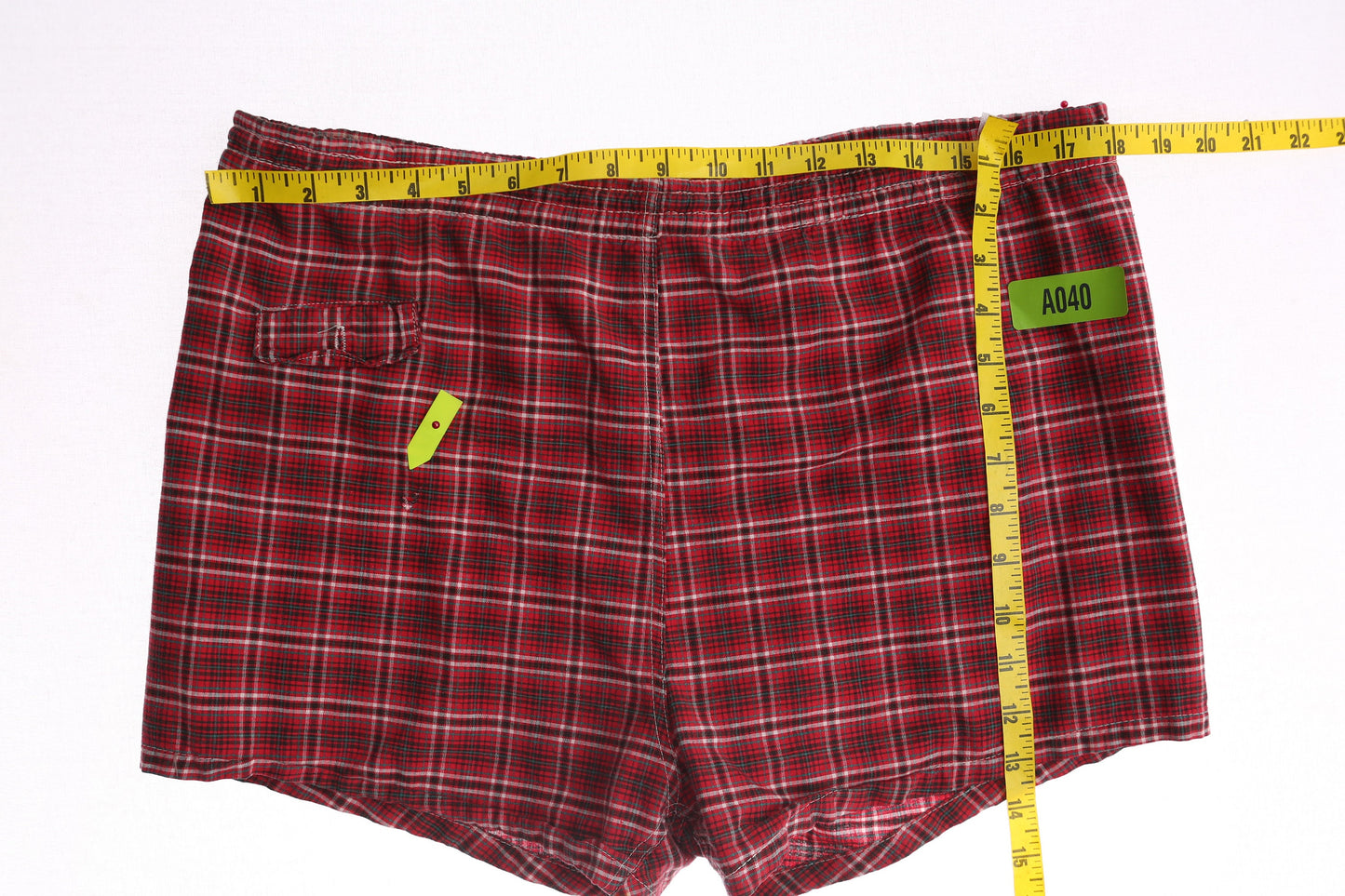 Vintage Beach Shorts - Red Plaid Fabric Pattern - Era 1950s - 1960s