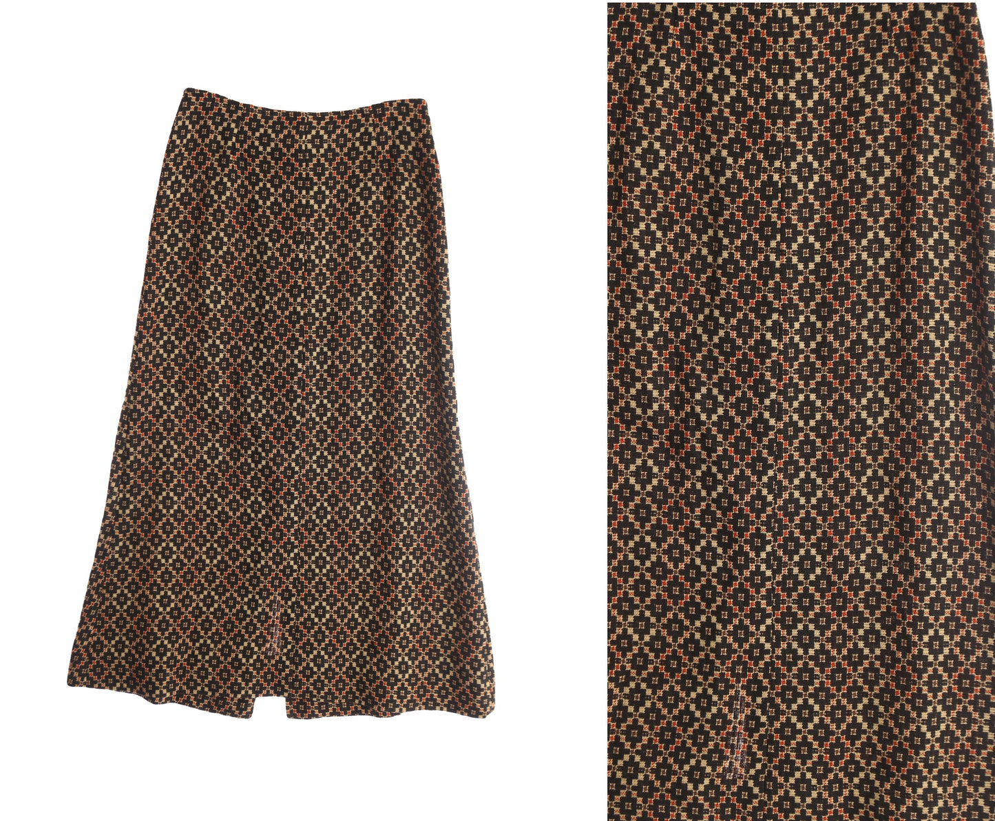 Vintage Women Button-Down Brown Casual Skirt