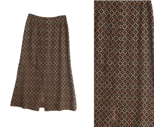Vintage Women Button-Down Brown Casual Skirt