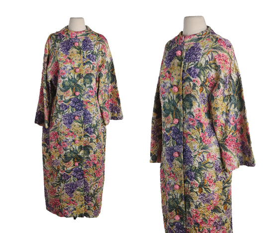 Vintage Women's Coat with Abstract Floral print