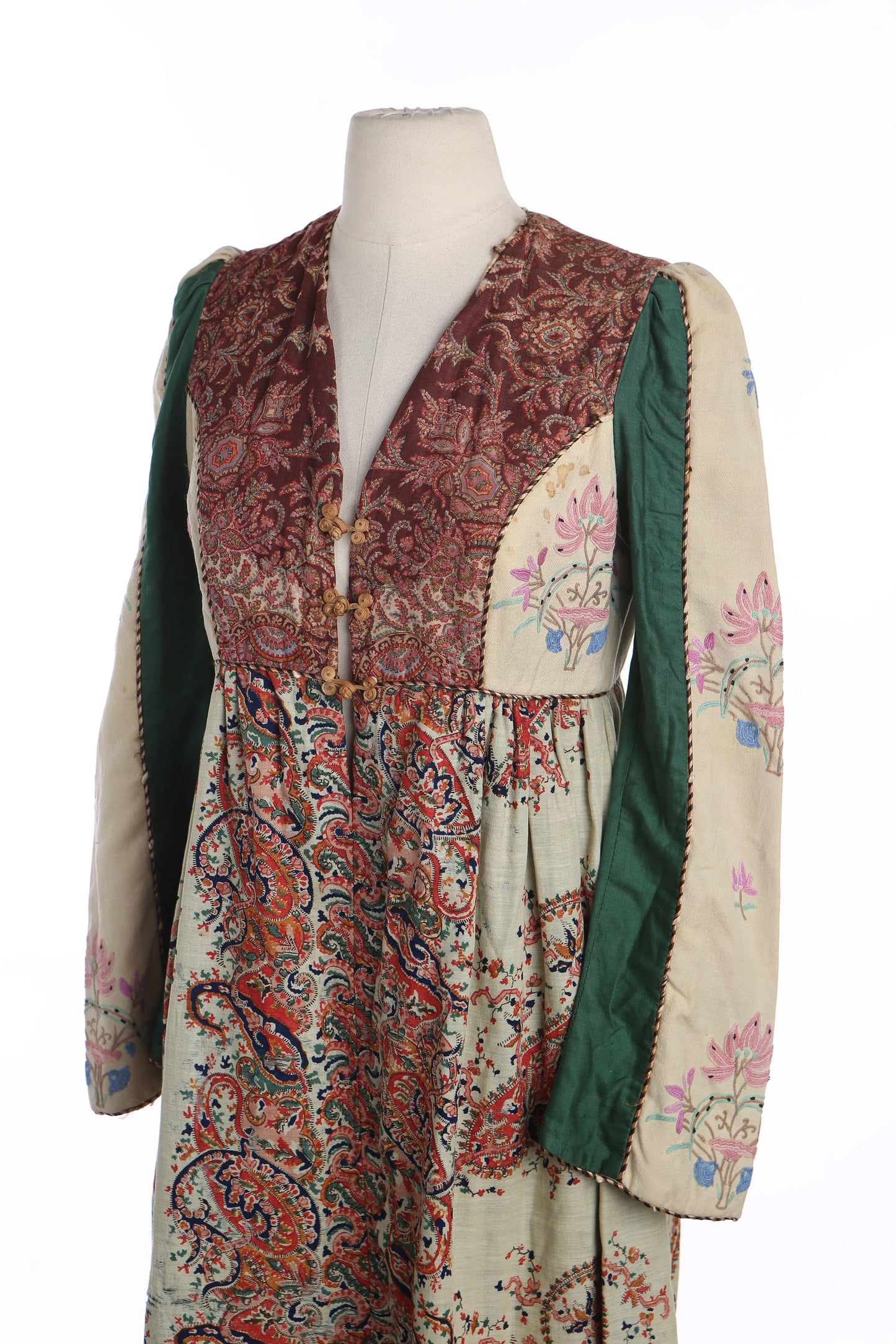 Vintage Boho Dress with Paisley and Floral Print