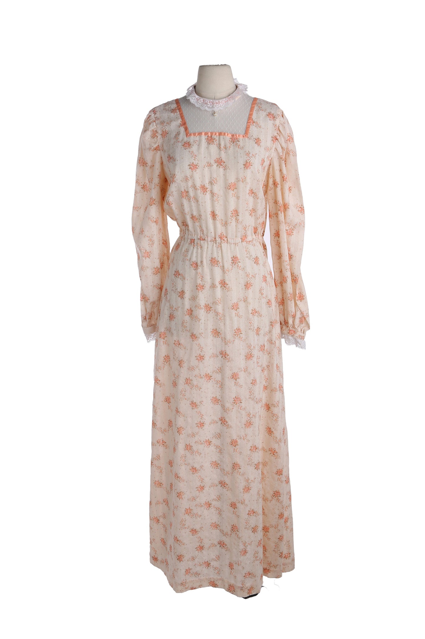 Vintage Women Floral Print Orange Summer Prairie Dress