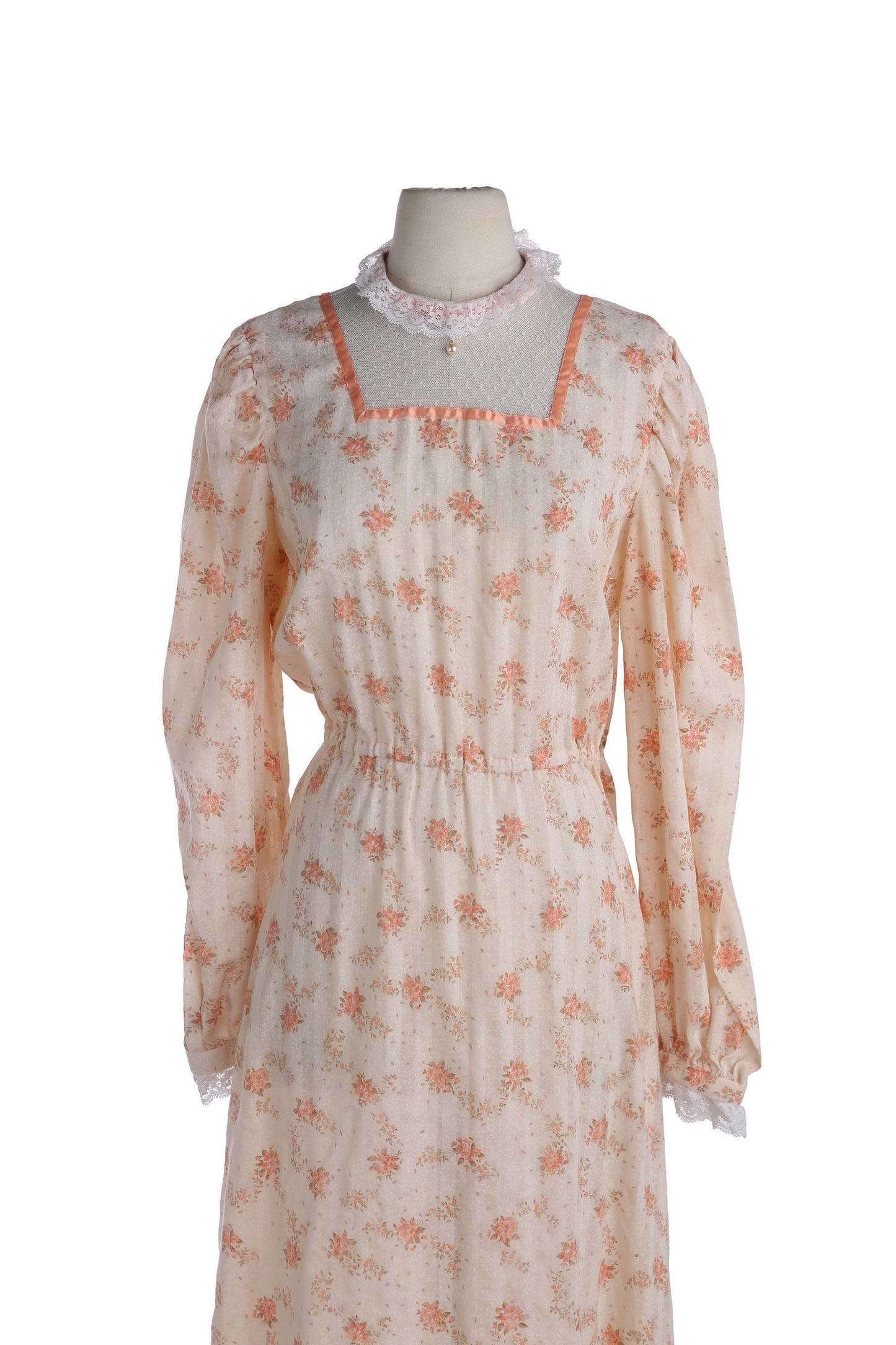 Vintage Women Floral Print Orange Summer Prairie Dress