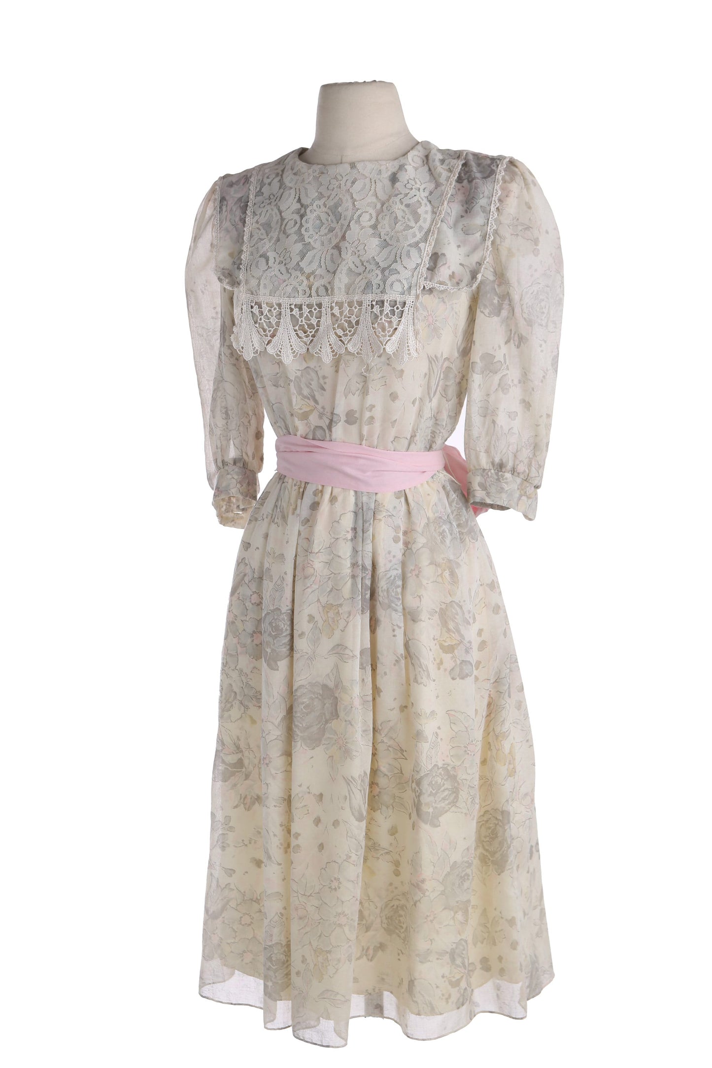 1980's Floral Print Casual Dress