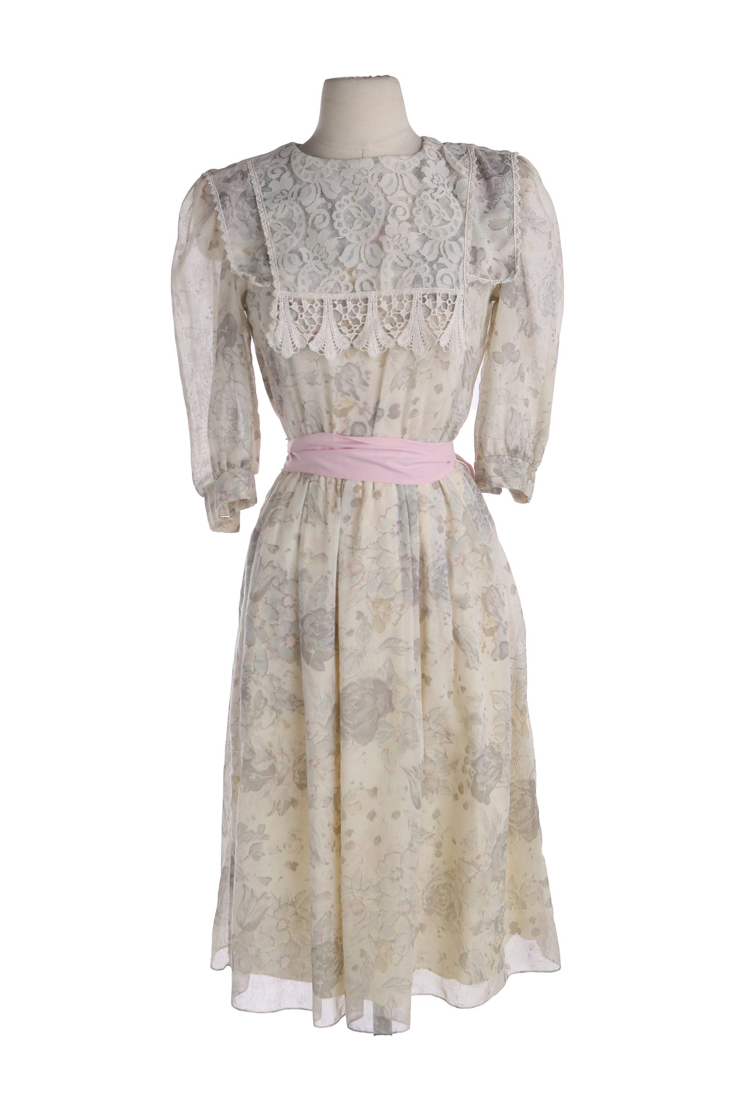 1980's Floral Print Casual Dress