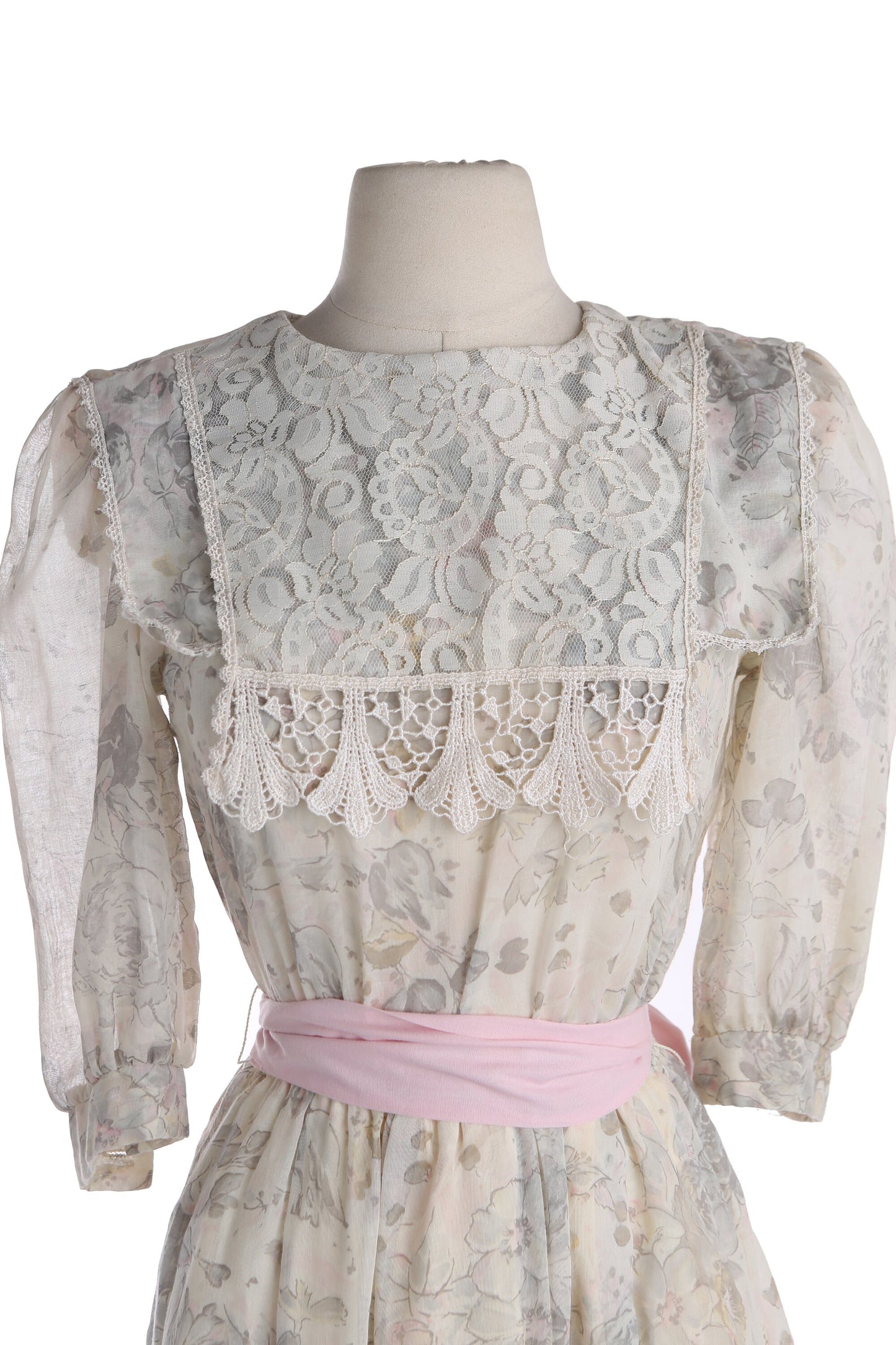 1980's Floral Print Casual Dress