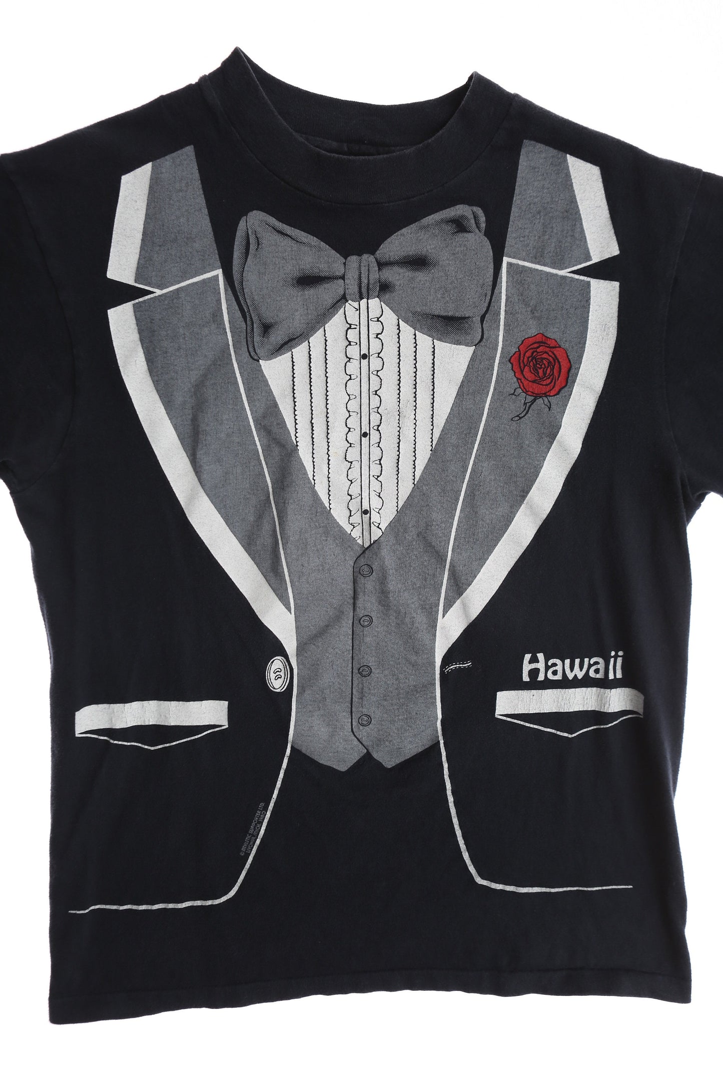 Vintage Tuxedo Graphic T-shirt - Hanes label - Hawaii Print - Era 1980s - 1990s